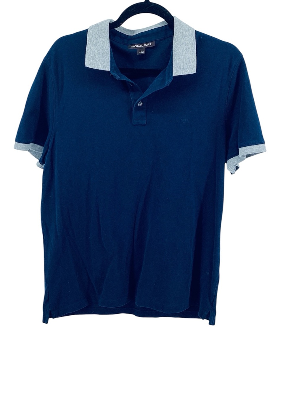 π Michael Kors Navy Polo with Light Gray Collar and Cuffs, Size Large
